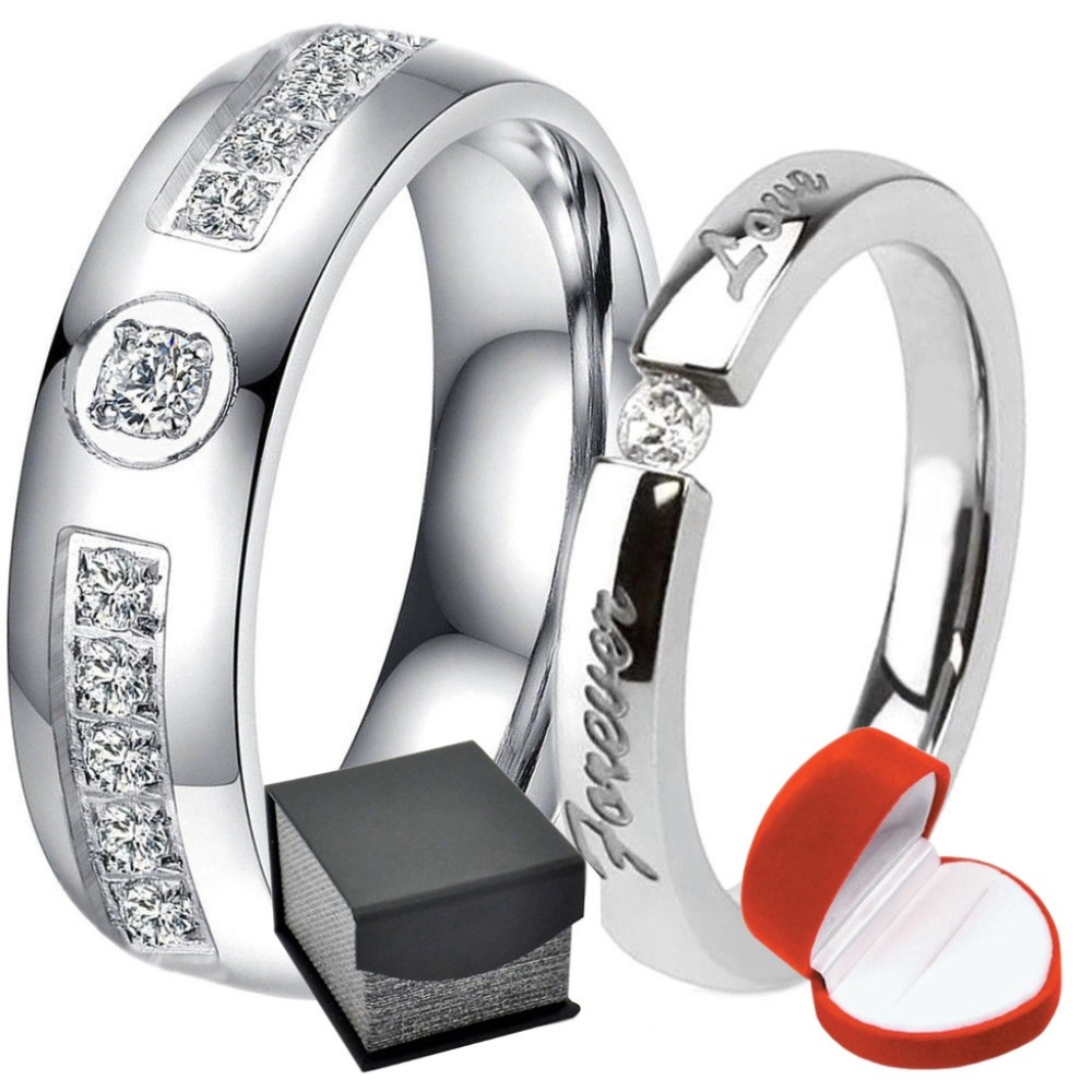 2 Piece Men's & Women's Love Couple Band Ring Set